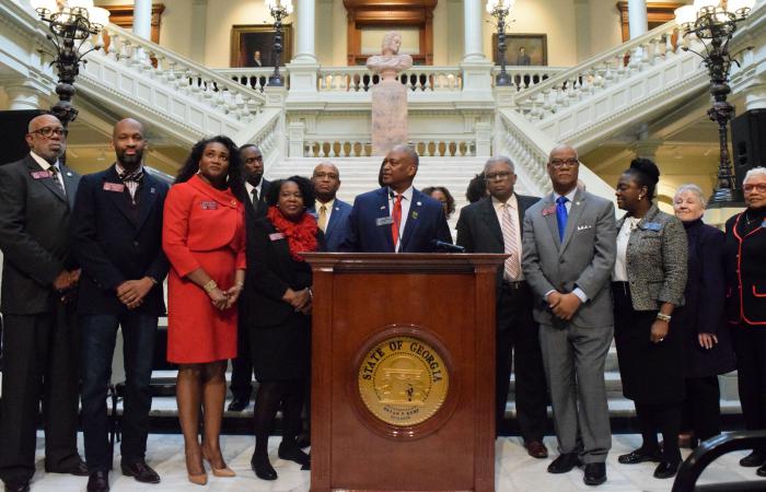 Martin Luther King Council members gather for Dedication and Unveiling.